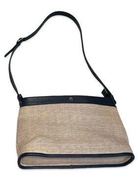 Etienne Aigner Woven bag with Navy trim and Gold toned hardware